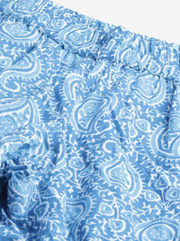 Divena Blue Printed Cotton Nightwear - divena world