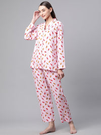 Divena Divena Light Pink Rayon Printed Night suit - divena world