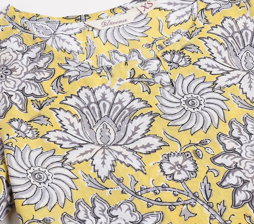 Divena Yellow Printed Loungewear/Nightwear - divena world