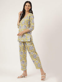 Divena Yellow Printed Loungewear/Nightwear - divena world