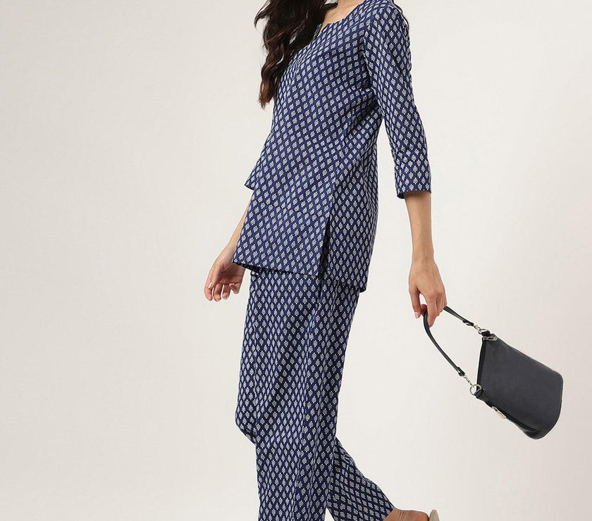 Divena Blue Printed Loungewear/Nightwear - divena world