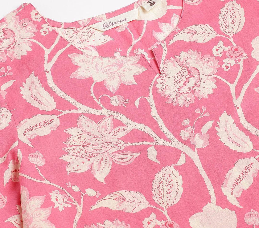 Divena Pink Printed Loungewear/Nightwear - divena world