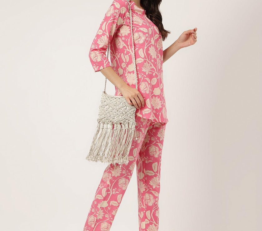 Divena Pink Printed Loungewear/Nightwear - divena world