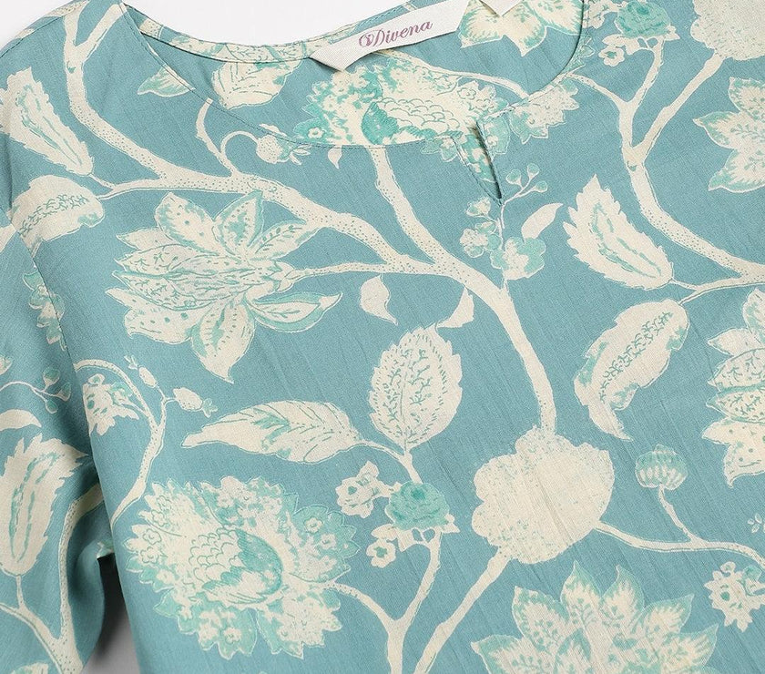 Divena Sea green Printed Loungewear/Nightwear - divena world