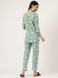 Divena Sea green Printed Loungewear/Nightwear - divena world