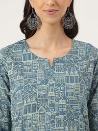 Divena Teal Blue Printed Loungewear/Nightwear - divena world