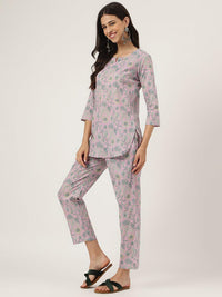 Divena Lavender Printed Loungewear/Nightwear - divena world