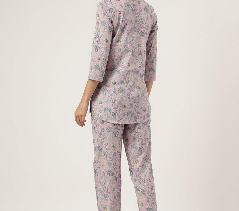 Divena Lavender Printed Loungewear/Nightwear - divena world