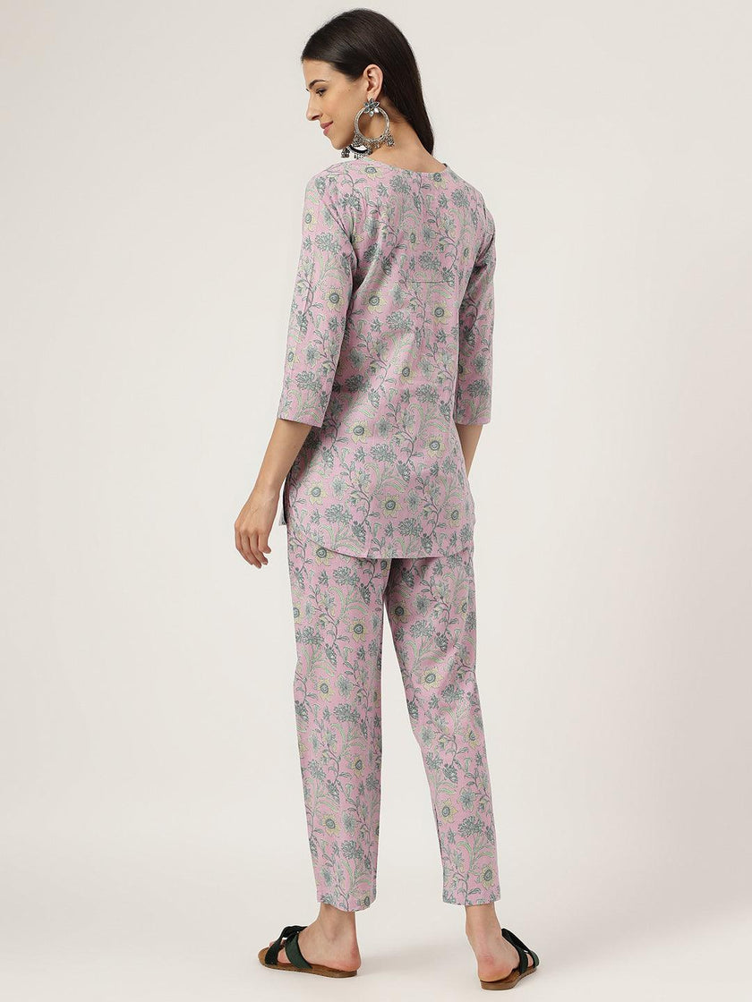 Divena Lavender Printed Loungewear/Nightwear - divena world