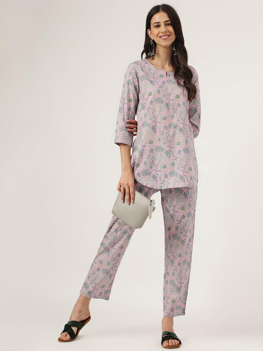 Divena Lavender Printed Loungewear/Nightwear - divena world