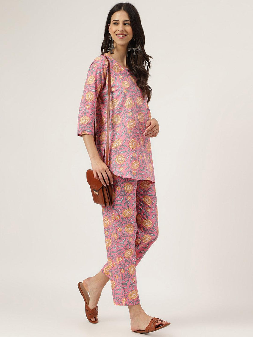 Divena Dark Pink Printed Loungewear/Nightwear - divena world