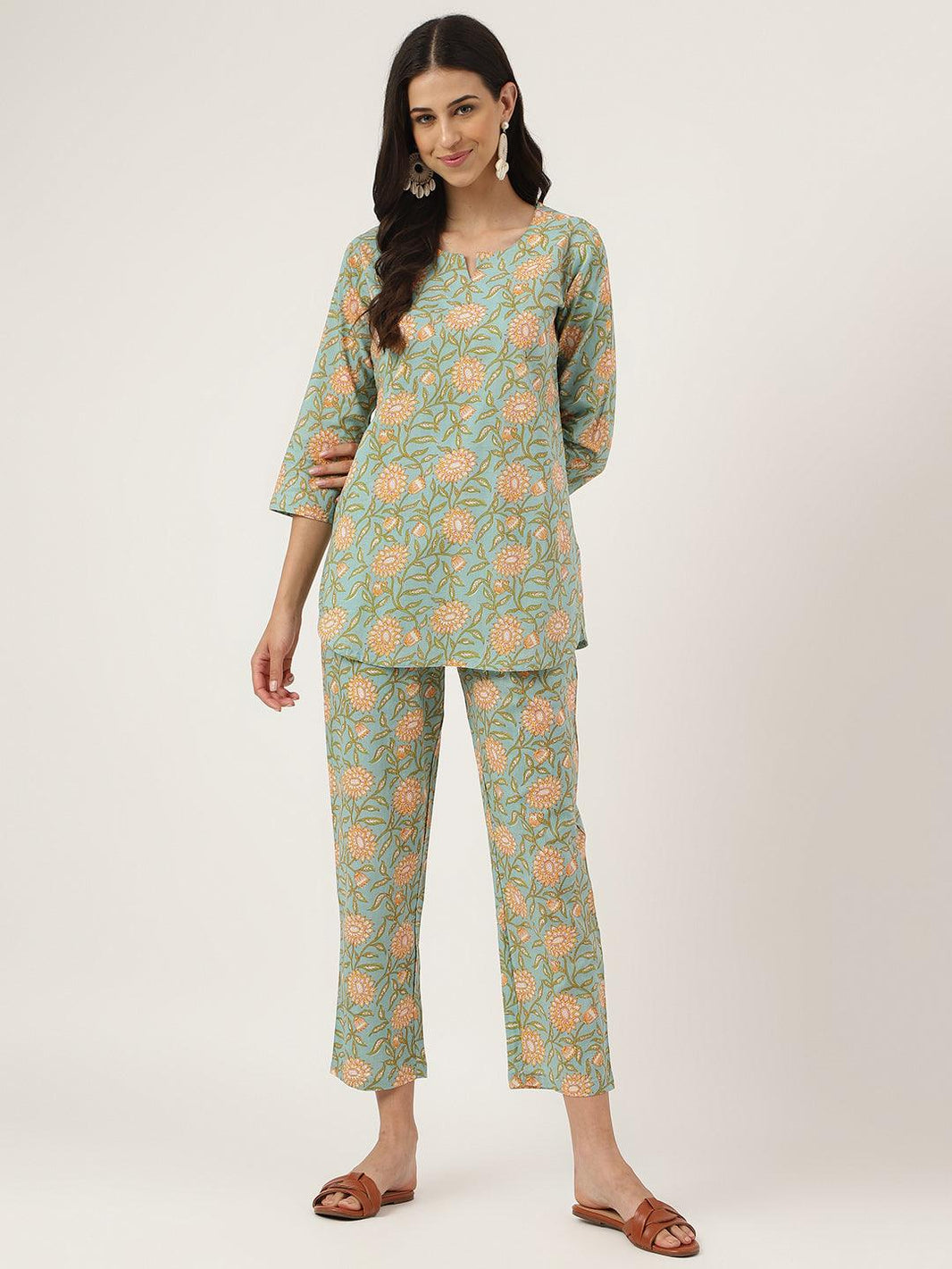 Divena Green Printed Loungewear/Nightwear - divena world