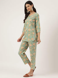 Divena Green Printed Loungewear/Nightwear - divena world