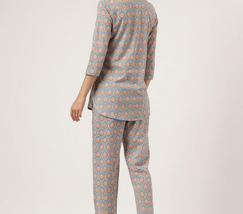 Divena sky blue Printed Loungewear/Nightwear - divena world