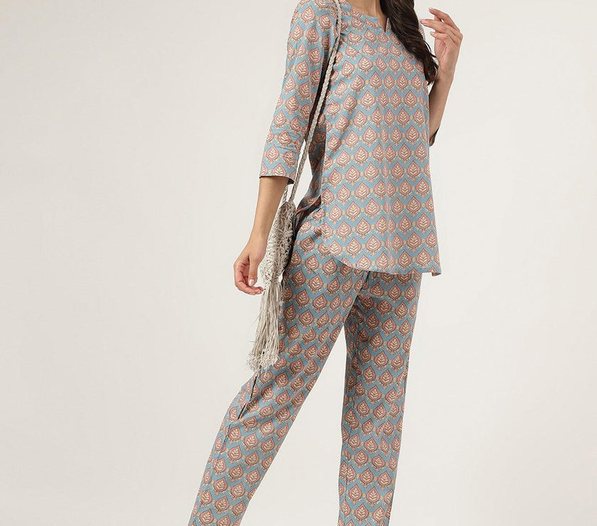 Divena sky blue Printed Loungewear/Nightwear - divena world