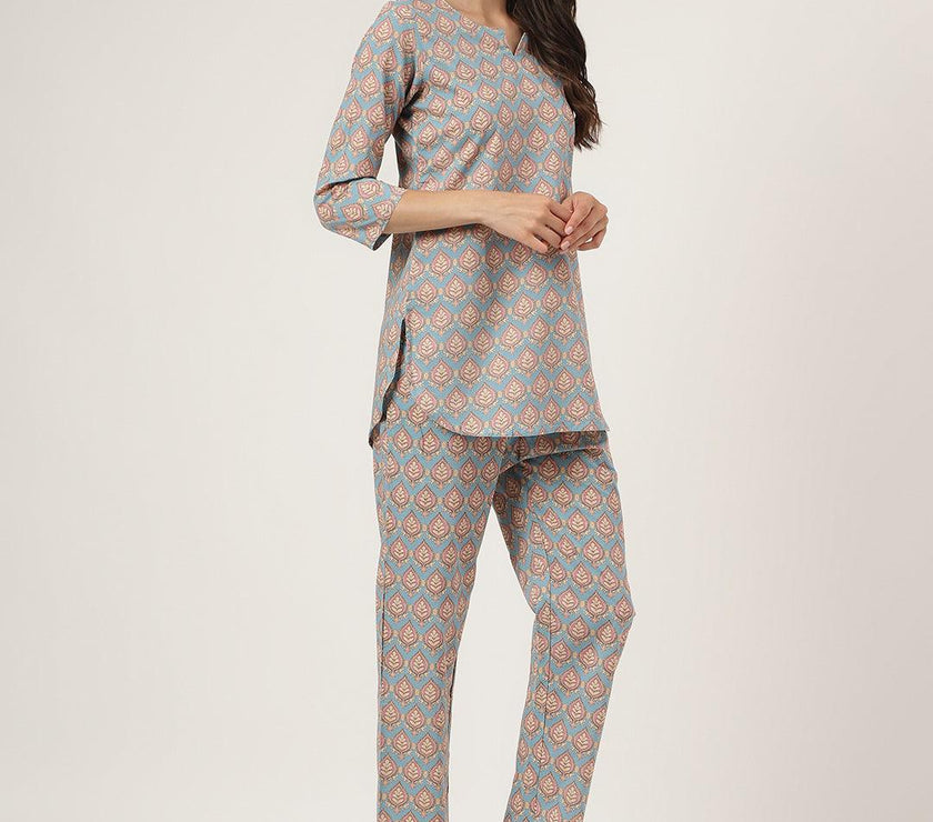 Divena sky blue Printed Loungewear/Nightwear - divena world