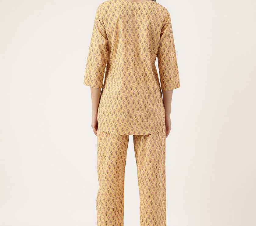 Divena mustard Printed Loungewear/Nightwear - divena world