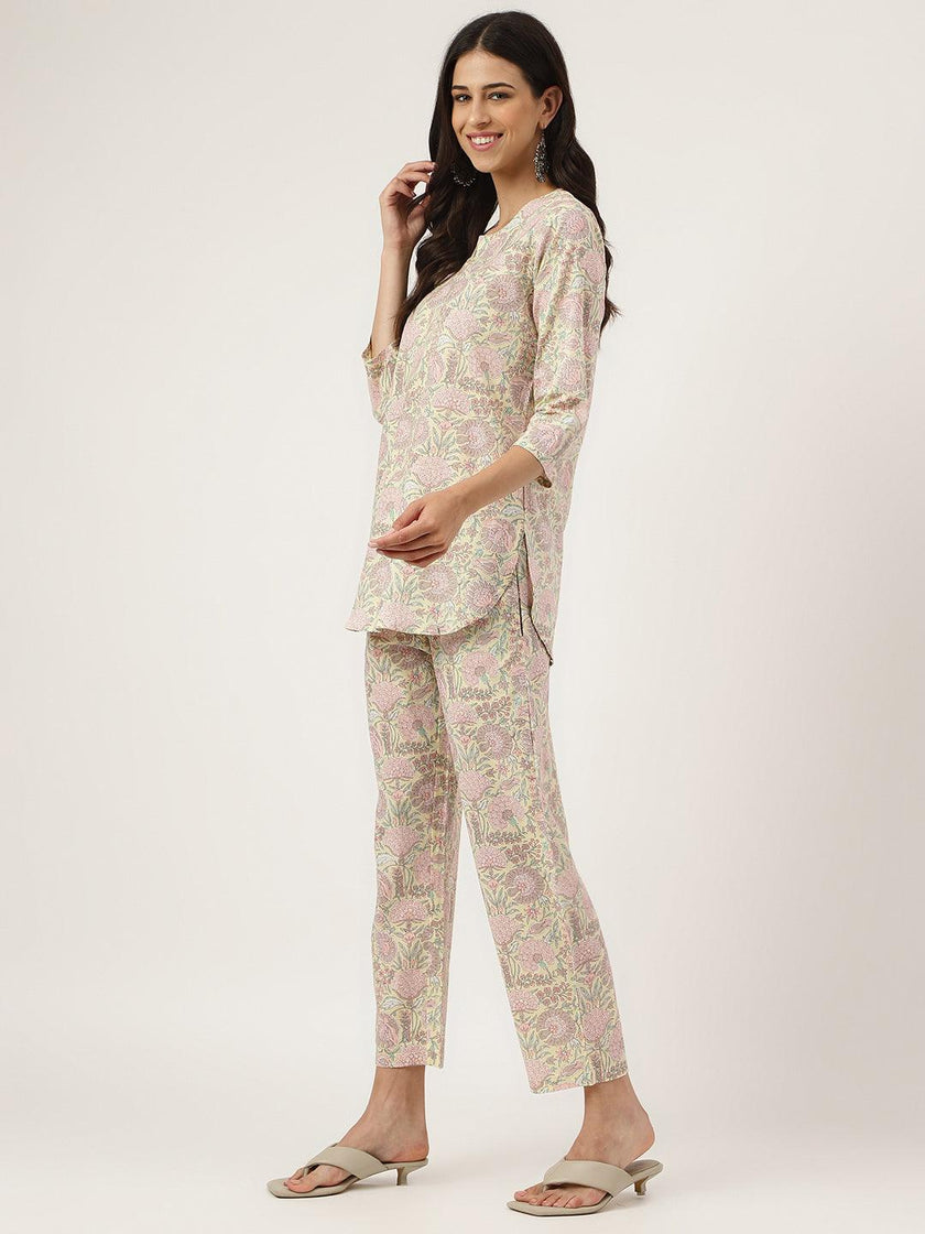 Divena Yellow Printed Loungewear/Nightwear - divena world