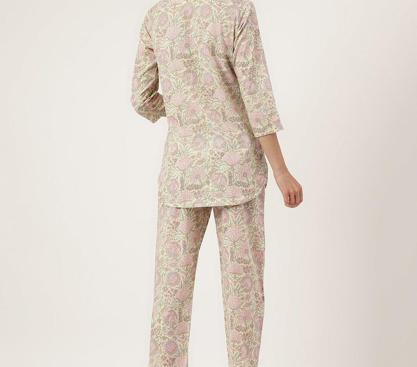 Divena Yellow Printed Loungewear/Nightwear - divena world