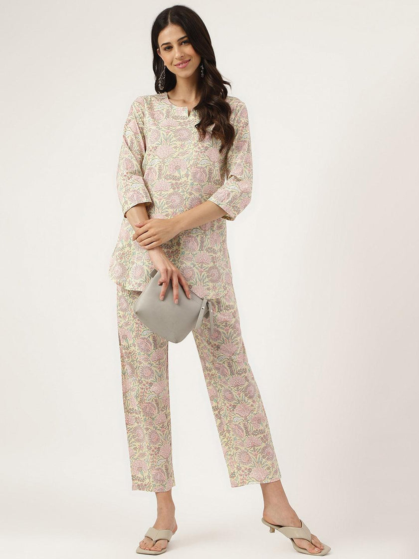 Divena Yellow Printed Loungewear/Nightwear - divena world