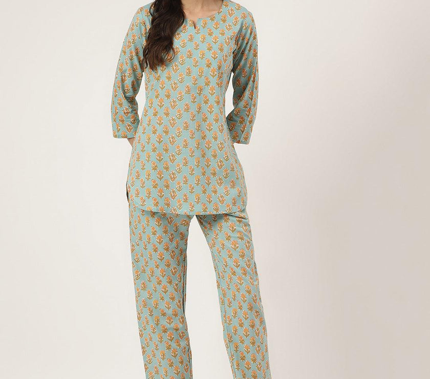 Divena light Green Printed Loungewear/Nightwear - divena world