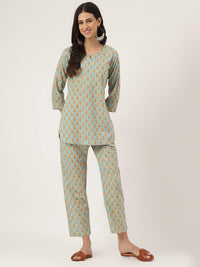 Divena light Green Printed Loungewear/Nightwear - divena world