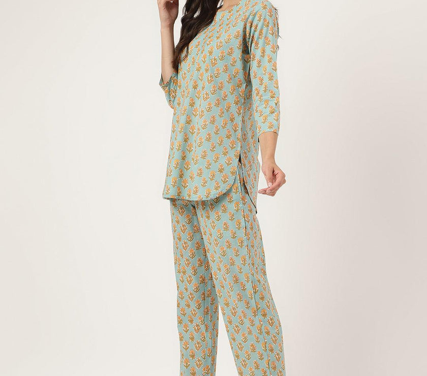 Divena light Green Printed Loungewear/Nightwear - divena world