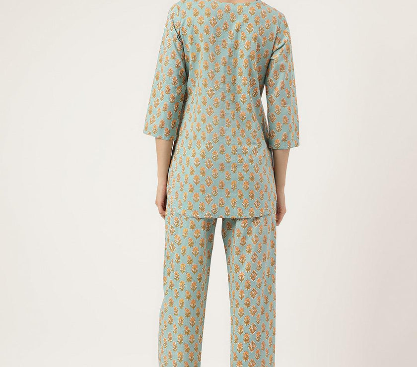 Divena light Green Printed Loungewear/Nightwear - divena world