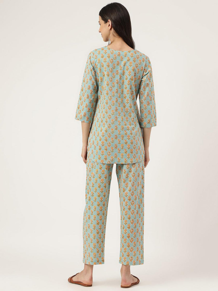 Divena light Green Printed Loungewear/Nightwear - divena world