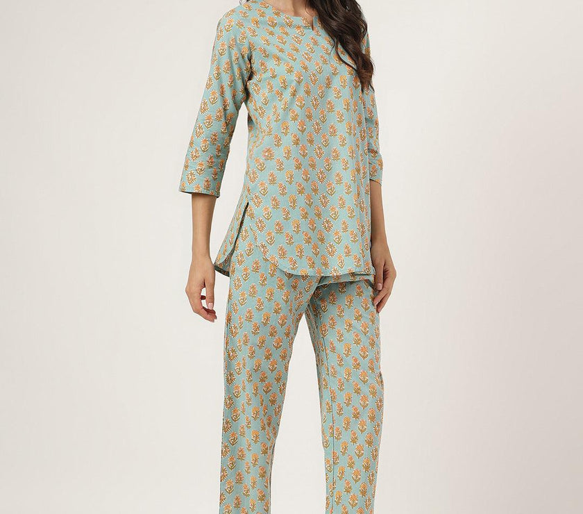 Divena light Green Printed Loungewear/Nightwear - divena world