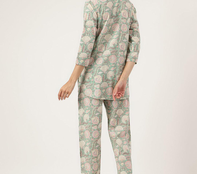 Divena Mint Green Printed Loungewear/Nightwear - divena world