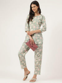 Divena Mint Green Printed Loungewear/Nightwear - divena world