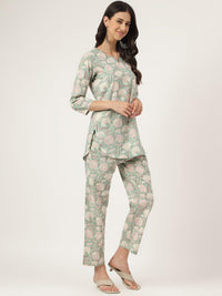 Divena Mint Green Printed Loungewear/Nightwear - divena world