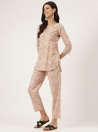 Divena Pink Printed Loungewear/Nightwear - divena world