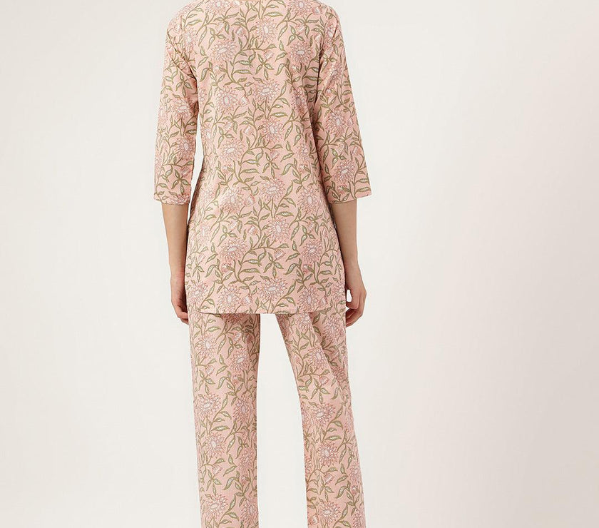 Divena Pink Printed Loungewear/Nightwear - divena world