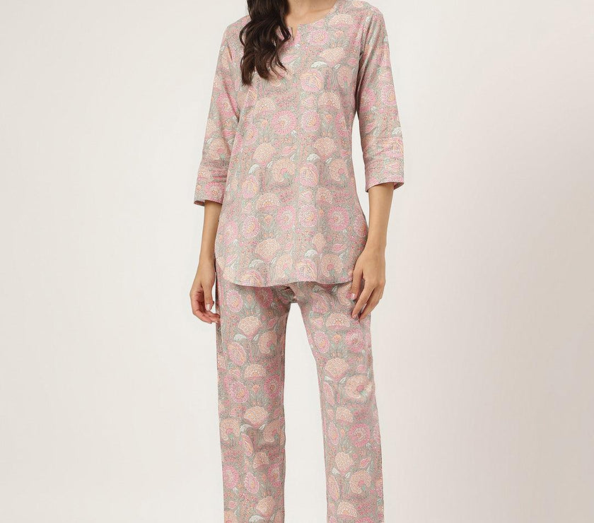 Divena Light Brown Printed Loungewear/Nightwear - divena world