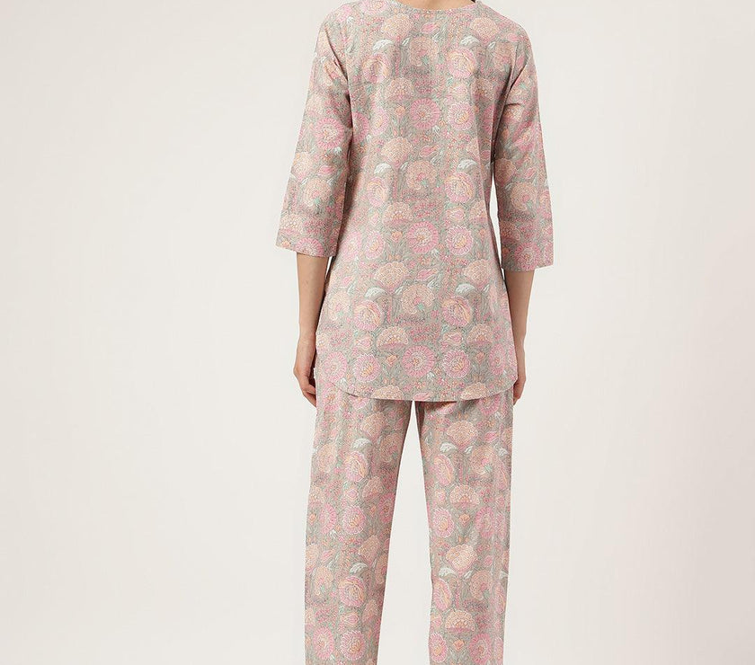 Divena Light Brown Printed Loungewear/Nightwear - divena world