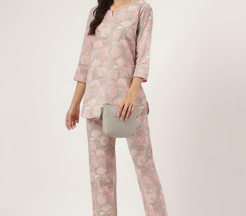 Divena Light Brown Printed Loungewear/Nightwear - divena world