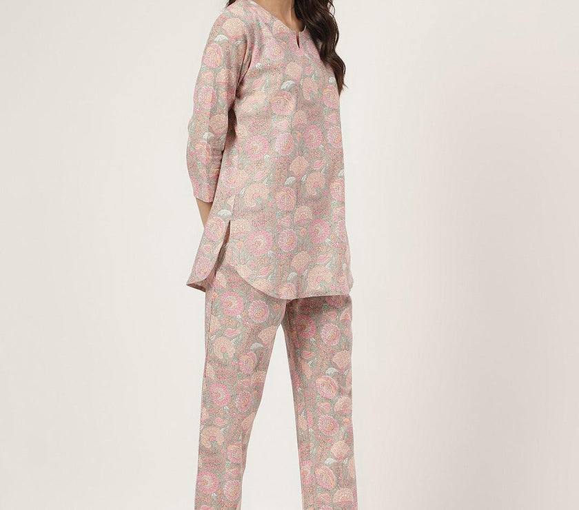 Divena Light Brown Printed Loungewear/Nightwear - divena world