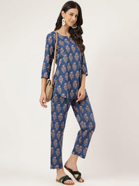 Divena Blue Printed Loungewear/Nightwear - divena world