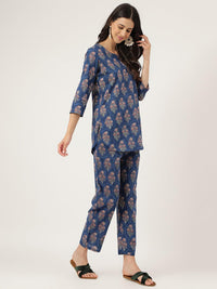 Divena Blue Printed Loungewear/Nightwear - divena world