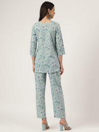 Divena Taurquoise Blue Printed Loungewear/Nightwear - divena world