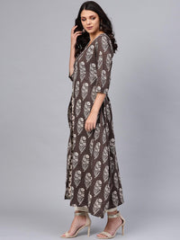 Divena Double Layered Brown Cotton Kurta - divena world