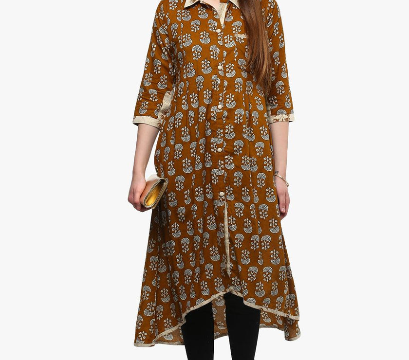 Divena Printed Cotton Shirt Style Kurta - divena world