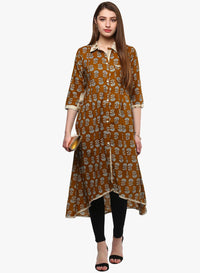 Divena Printed Cotton Shirt Style Kurta - divena world