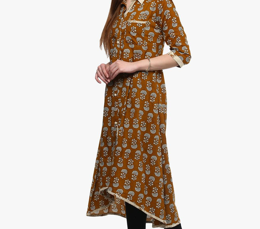 Divena Printed Cotton Shirt Style Kurta - divena world