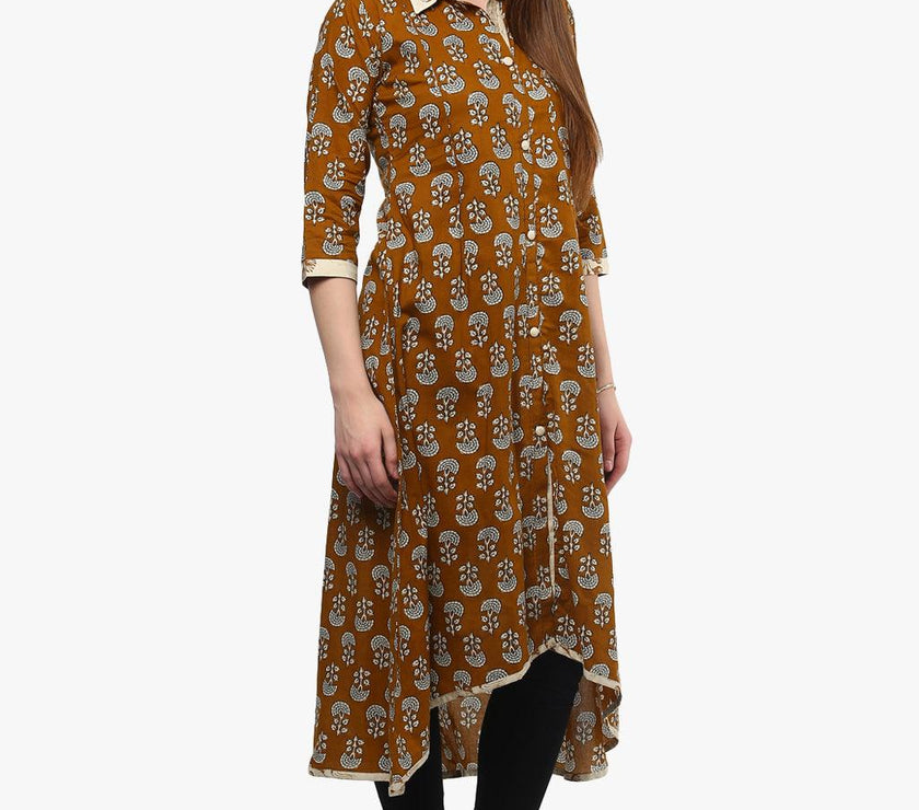 Divena Printed Cotton Shirt Style Kurta - divena world