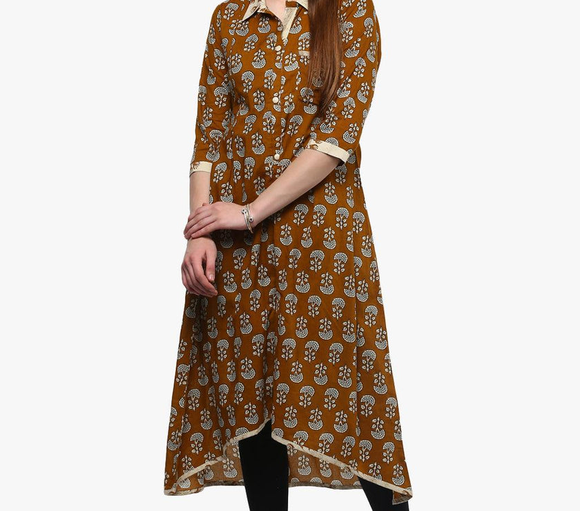 Divena Printed Cotton Shirt Style Kurta - divena world