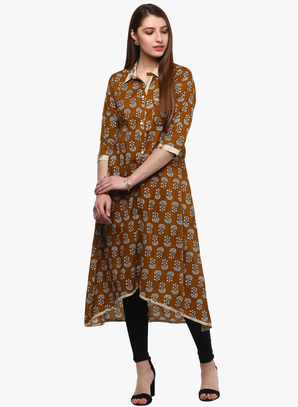 Divena Printed Cotton Shirt Style Kurta - divena world