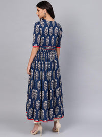 Divena Royal Blue Printed Floor Length Anarkali - divena world